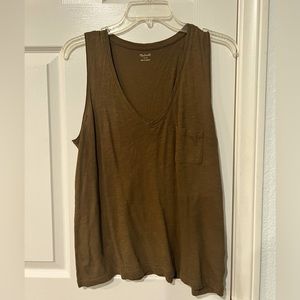 Madewell olive color tank top. Size small